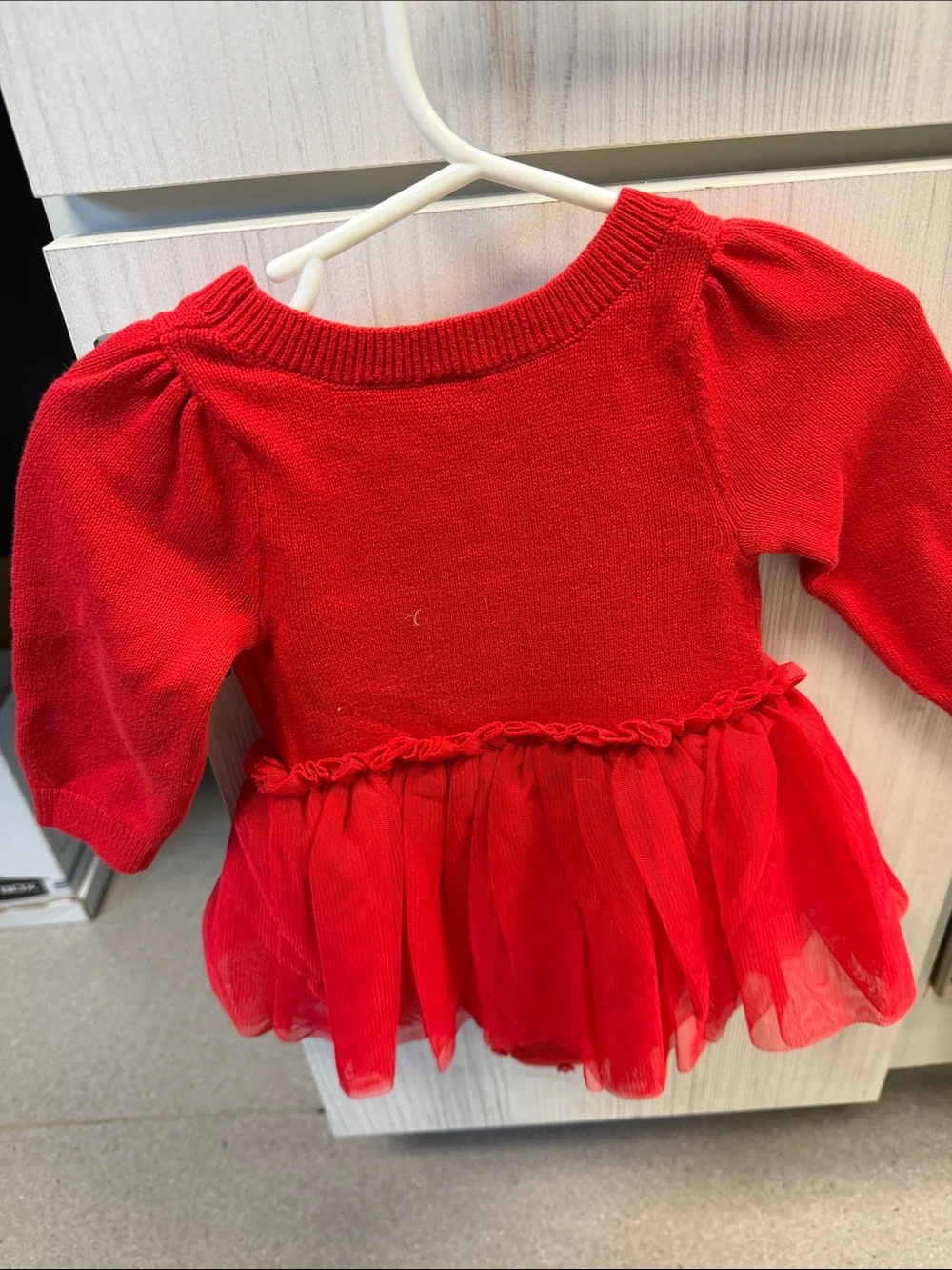 GAP Bright Red Knit Dress with Tulle Skirt